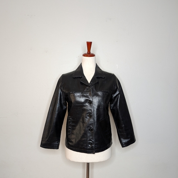 Vintage Y2K The Gap Women's‎ Black Genuine Leather Jacket Size Medium - Picture 7 of 15
